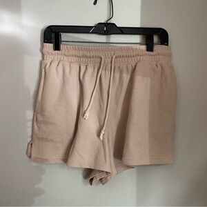 C&C California Cream Ribbed Lounge Shorts Elastic Waist Drawstring‎ Size Large